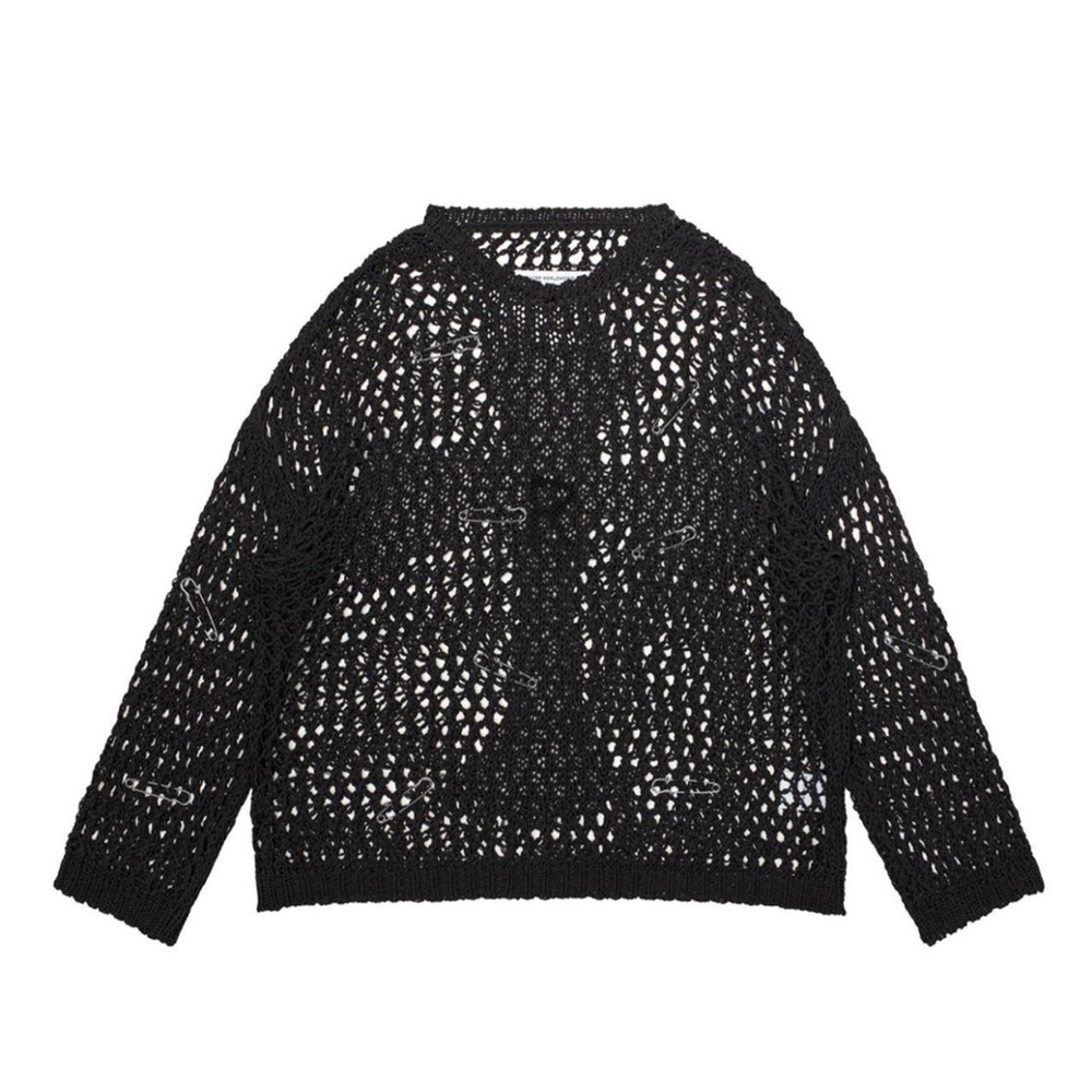 Racer Worldwide Knit Fishnet Cross Sweater
